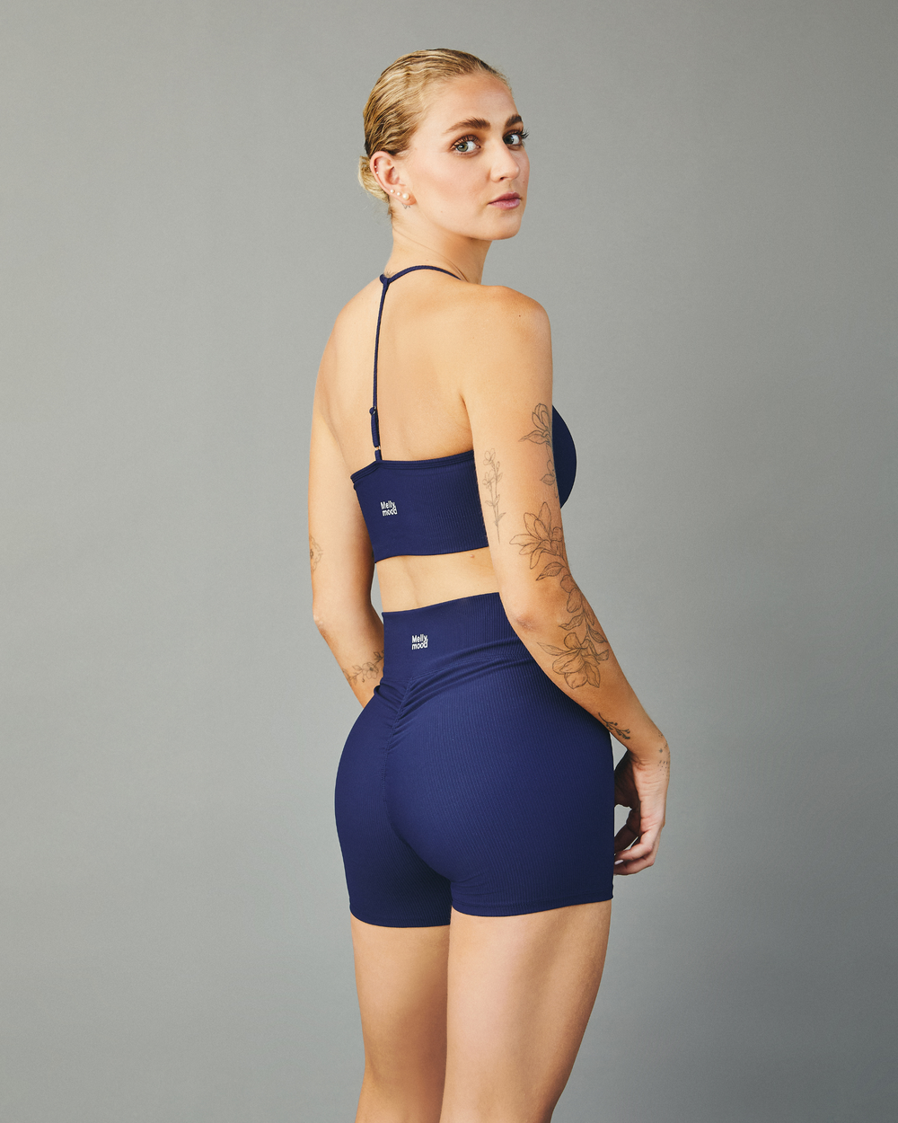 Leggings short rib V azul